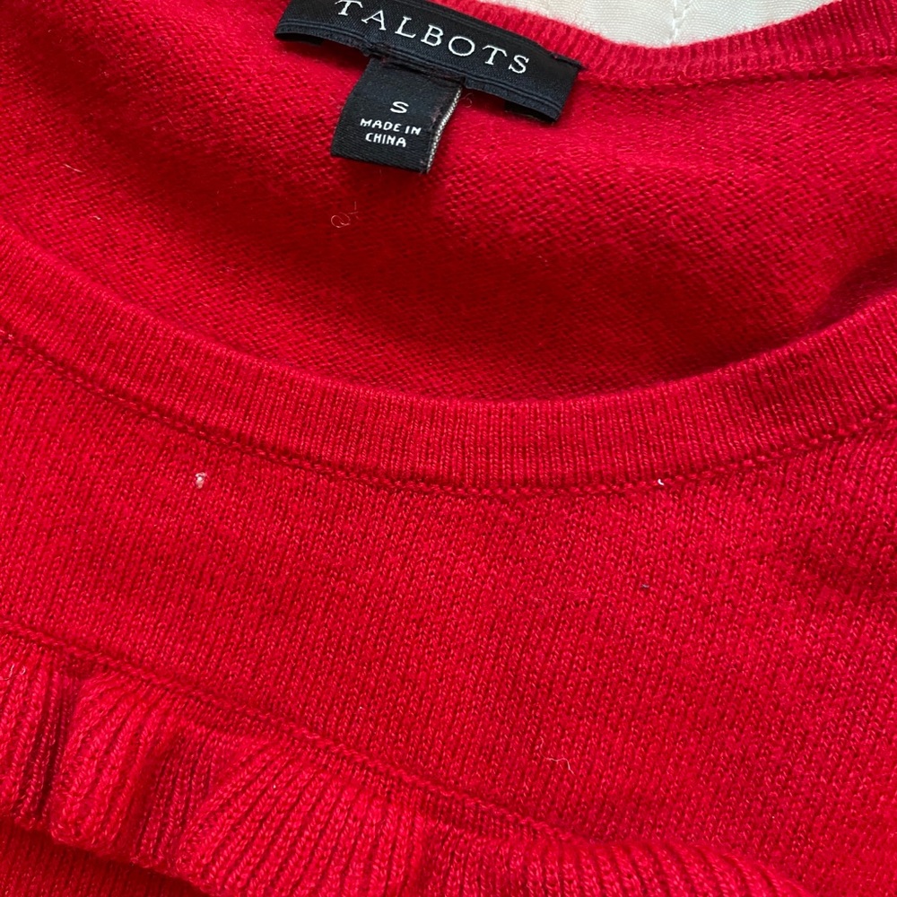 Talbots Red Ruffle Sweater! - Picture 4 of 5